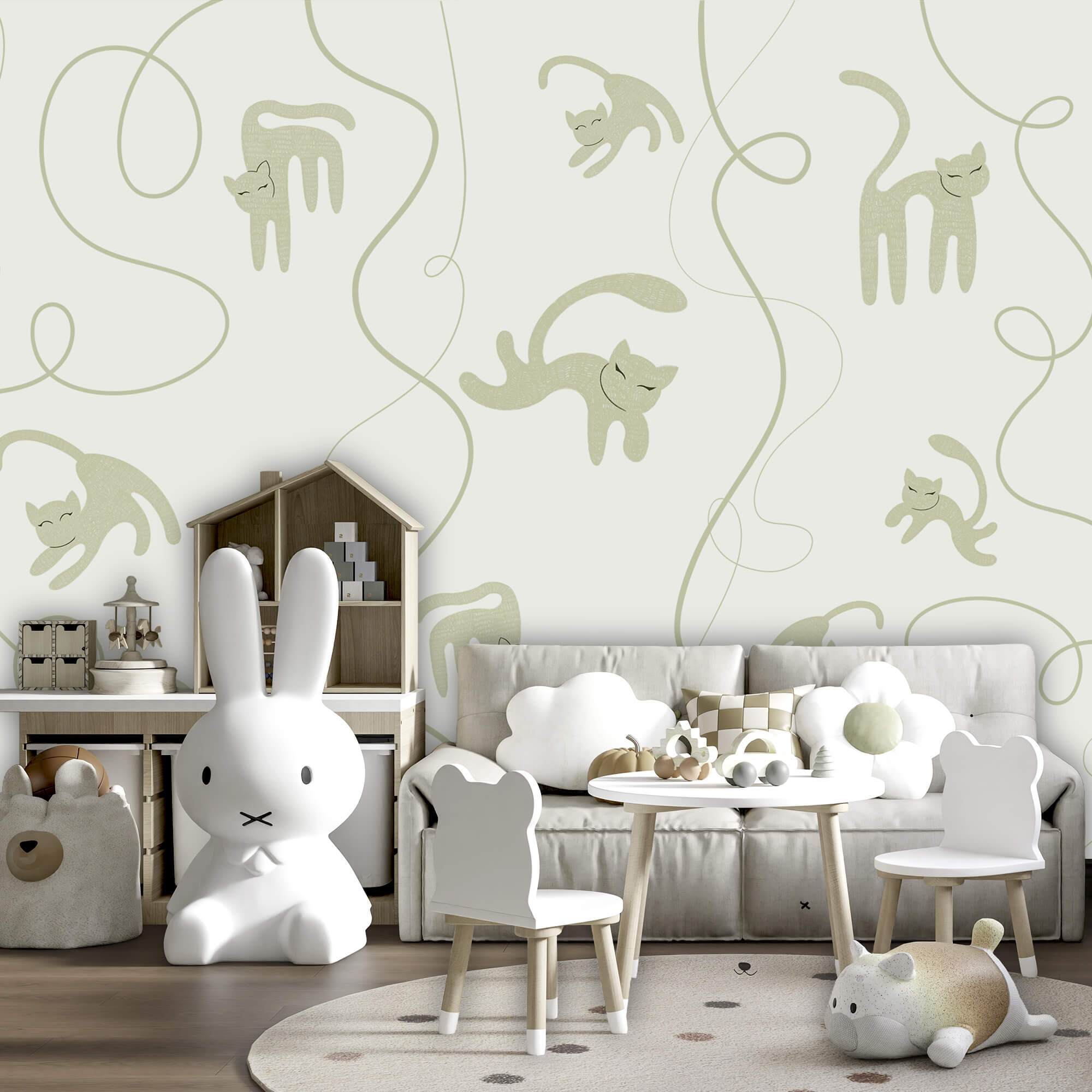 Pattern of cats and vines