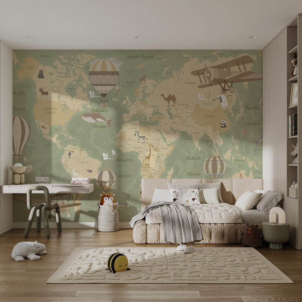 A map of the world with airplanes and hot air balloons u36066v2pir2ms 1024x1024 - A map of the world with airplanes and hot air balloons